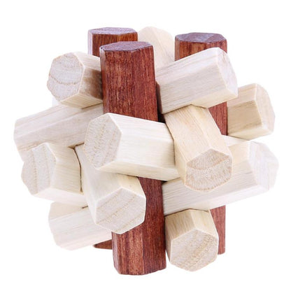 Kongming 3D Wooden Puzzles Luban Lock Chinese Unisex Geometric Shape Toy Creative Brain Teaser Unlock Toy Gift for Kids Adult