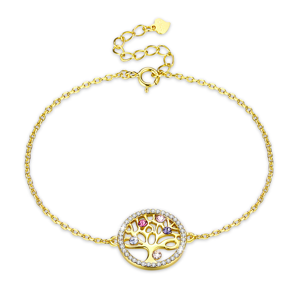 925 Sterling Silver Kristall Livsträd Armband För Kvinnor Festgåva Om Långt Armband Modesmycken SVH241