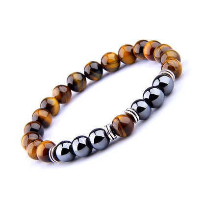 Explosion Style Yellow Tiger Eye Armband Fashion Simple Obsidian legering Separator Elastisk armband