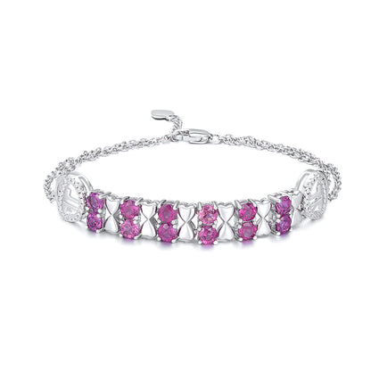 S925 Sterling Silver Lila Granat Armband Dam Mode Zirkon Ljus Lyx Smycken