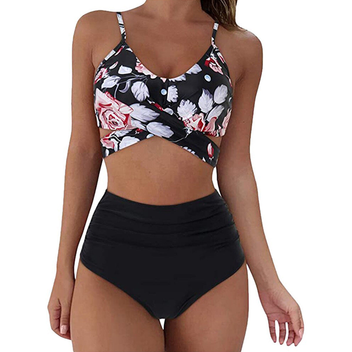 Kvinnor Sexig Soild Print Bikini Set Push Up Badkläder