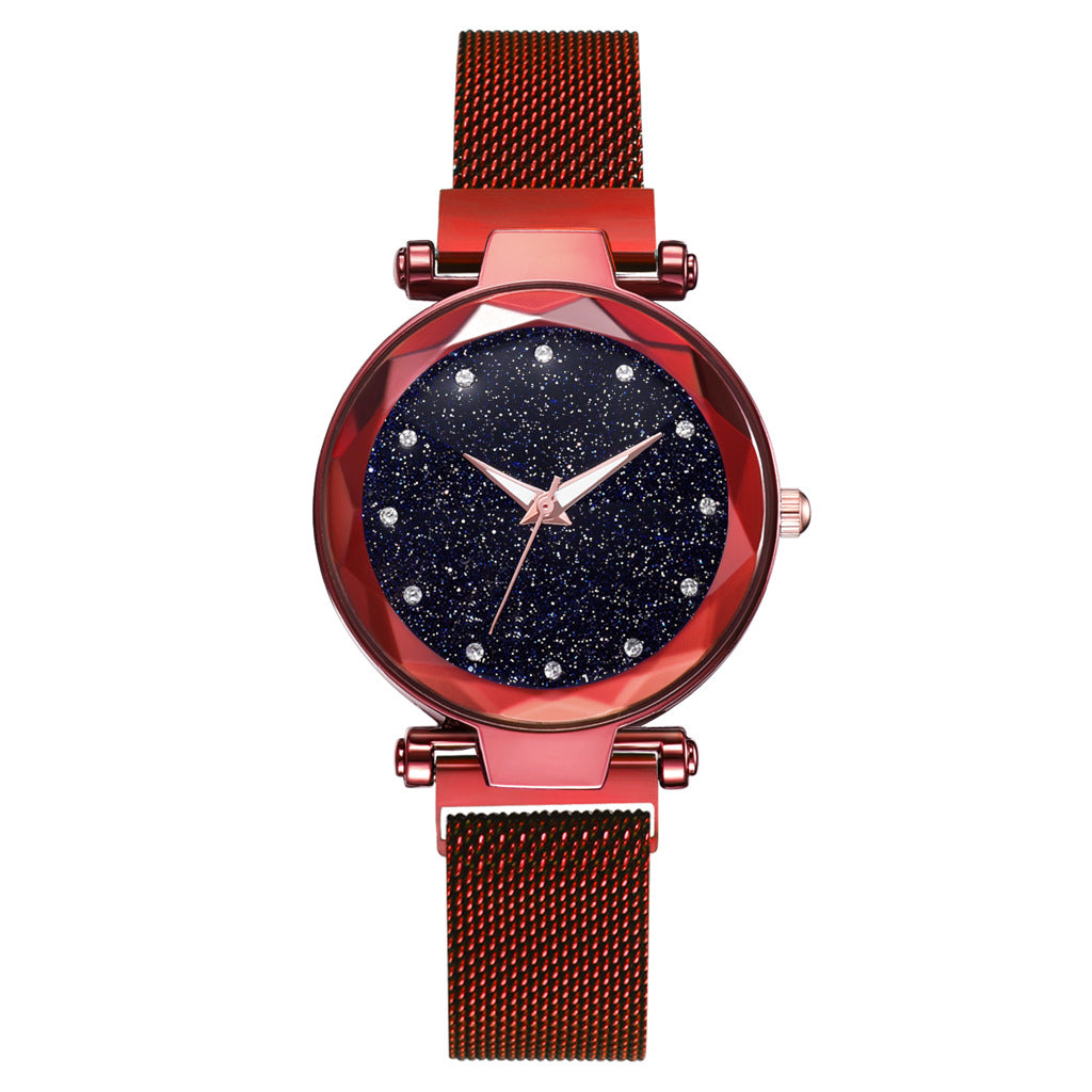 Lyxiga Damklockor Armband Set Mode Elegant Magnet Spänne Dam Starry Sky Watch Set Relogio