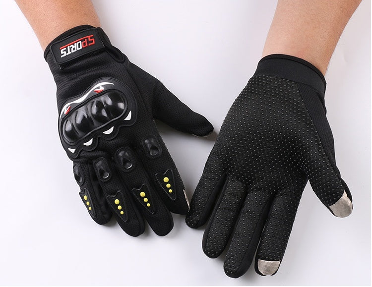 Outdoor motorcycle electric bicycle riding non-slip gloves sunscreen hard shell CS full finger sports touch screen gloves wholesale