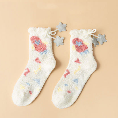 Winter Thick Women's Socks Japanese Sweet Girl Socks Coral Fleece Socks