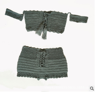 Stickade badkläder Dam Bikini Set Off Shoulder Baddräkt Bandeau Baddräkt för kvinnor Bandage Baddräkt med hög midja