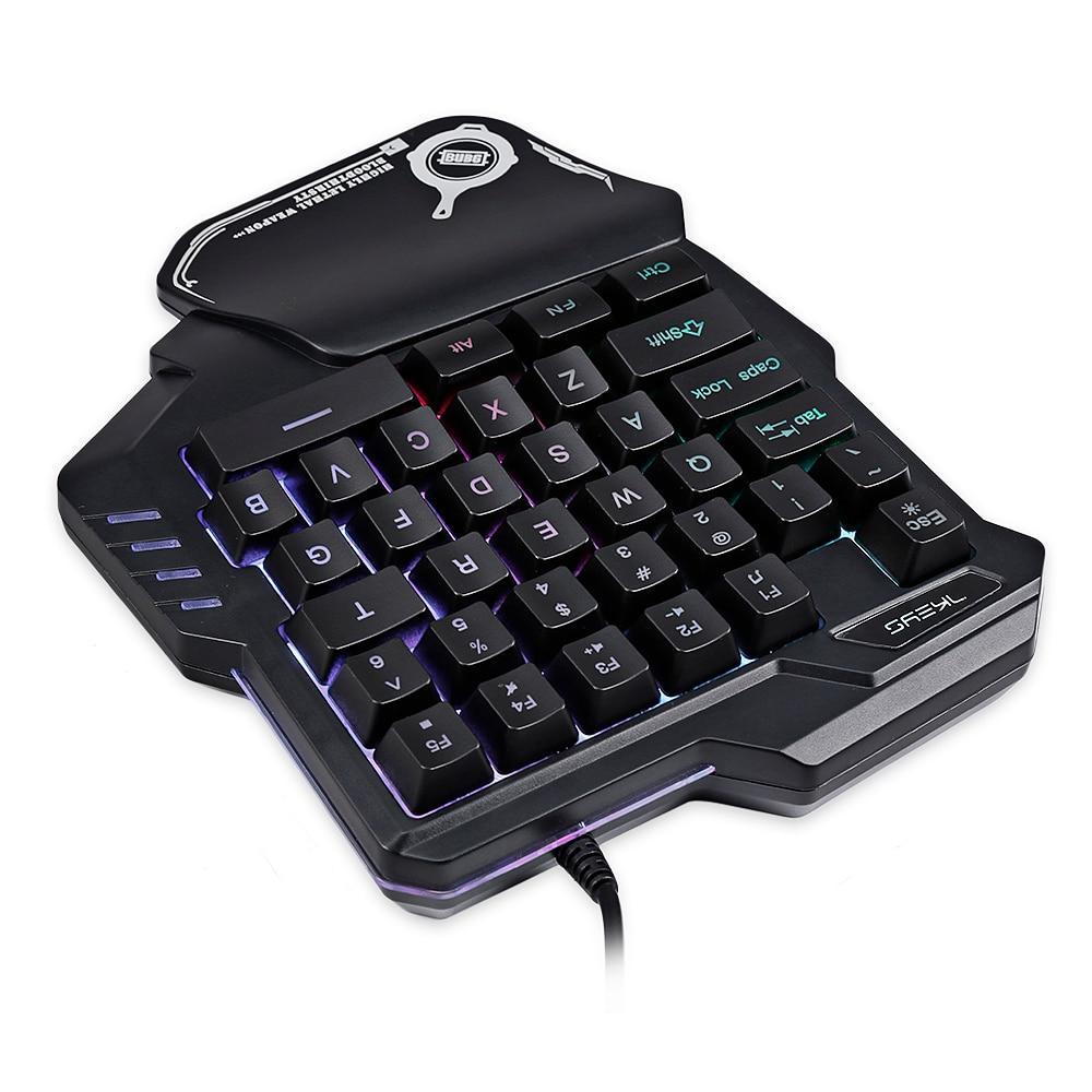 Enhands mekaniskt speltangentbord RGB bakgrundsbelyst bärbar mini-spelknappsats spelkontroll