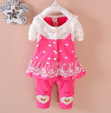 BibiCola Baby Flickor Kläder Kläder små Träningsdräkter Barn Toppar + Byxor 2st Träningsdräkter Barn Flickor Kläder Baby Flicka Kläder Set