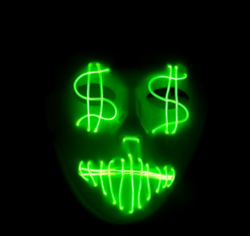 Masque de fête LED en dollars américains