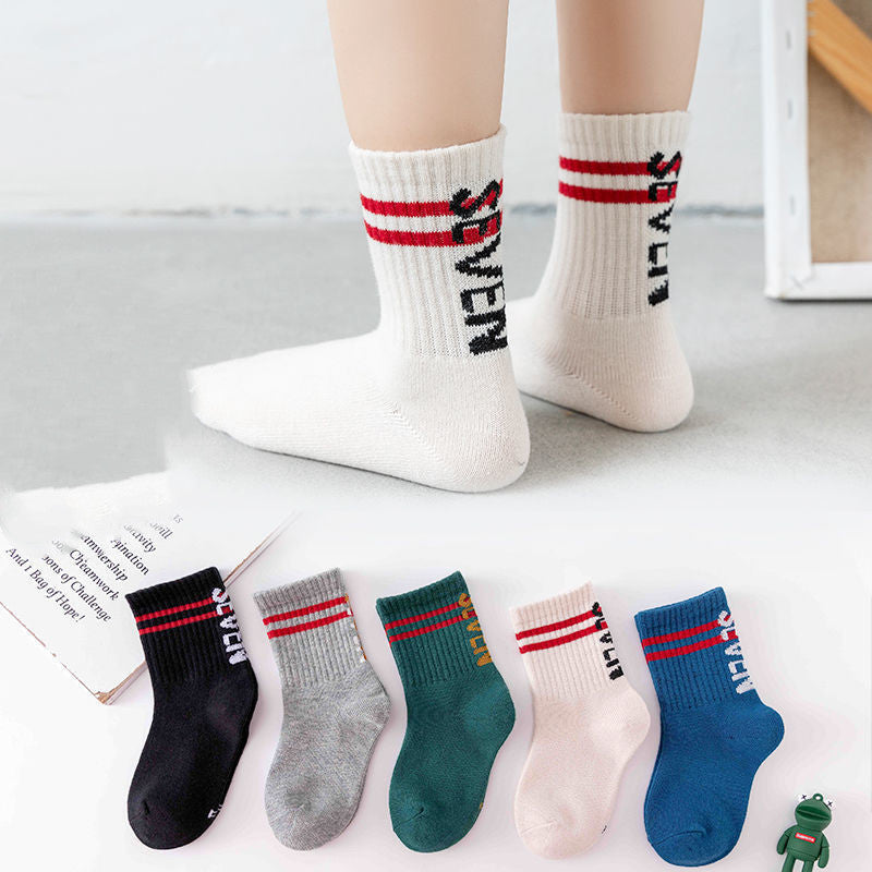 Chaussettes en coton pour enfants, Tube moyen, chaussettes épaisses pour bébé dinosaure