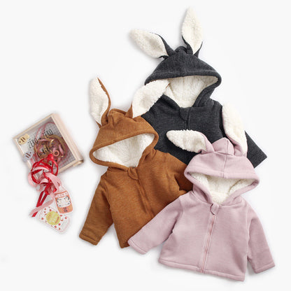 Veste rembourrée en velours pour enfants en forme de lapin d'automne et d'hiver