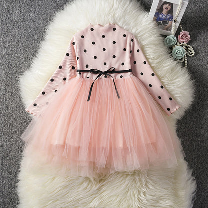 Robes Tutu en dentelle à manches longues pour bébés filles, vêtements de fête de 1er anniversaire pour nouveau-né, tenue décontractée, printemps-hiver