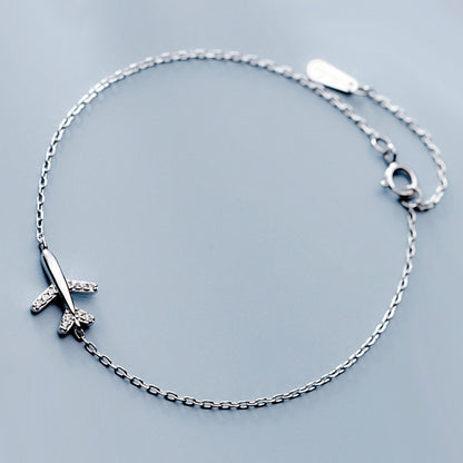 Flygplansarmband Damarmband i 925 Silver med Diamanter