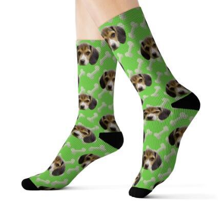 Personaliserad Custom Pet Head Print Socks för hundkat älskare