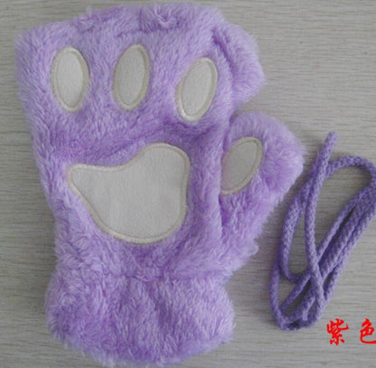 Vinter ljuvlig halv cover Paw Bear Cat Claw handskar Kort finger