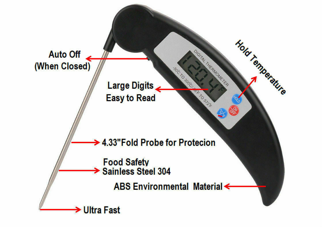 Instant-Read kötttermometer Digital elektronisk mat temp kök matlagning Grill