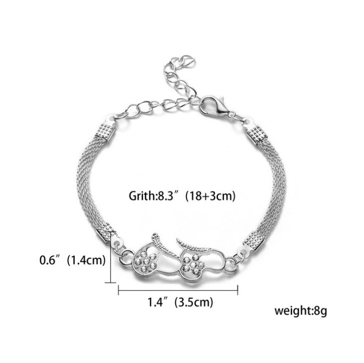 RINHOO 925 Smycken Silverfärgade Armband För Kvinnor Armband Mode Bröllopsbankett Armband &amp; Armringar Alla hjärtans dag Gåva