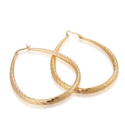 Golden Drop-Shaped Textured Frosted Earrings