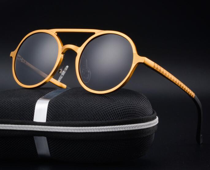 Retro Aluminum Magnesium Sunglasses Polarized Lens Vintage Eyewear Accessories Sun Glasses Driving Men Round Sunglasses