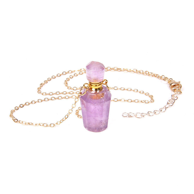 Collier pendentif en cristal de bouteille de parfum