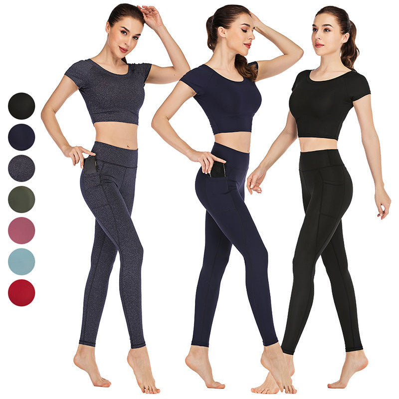 Pocket yoga clothes suit women