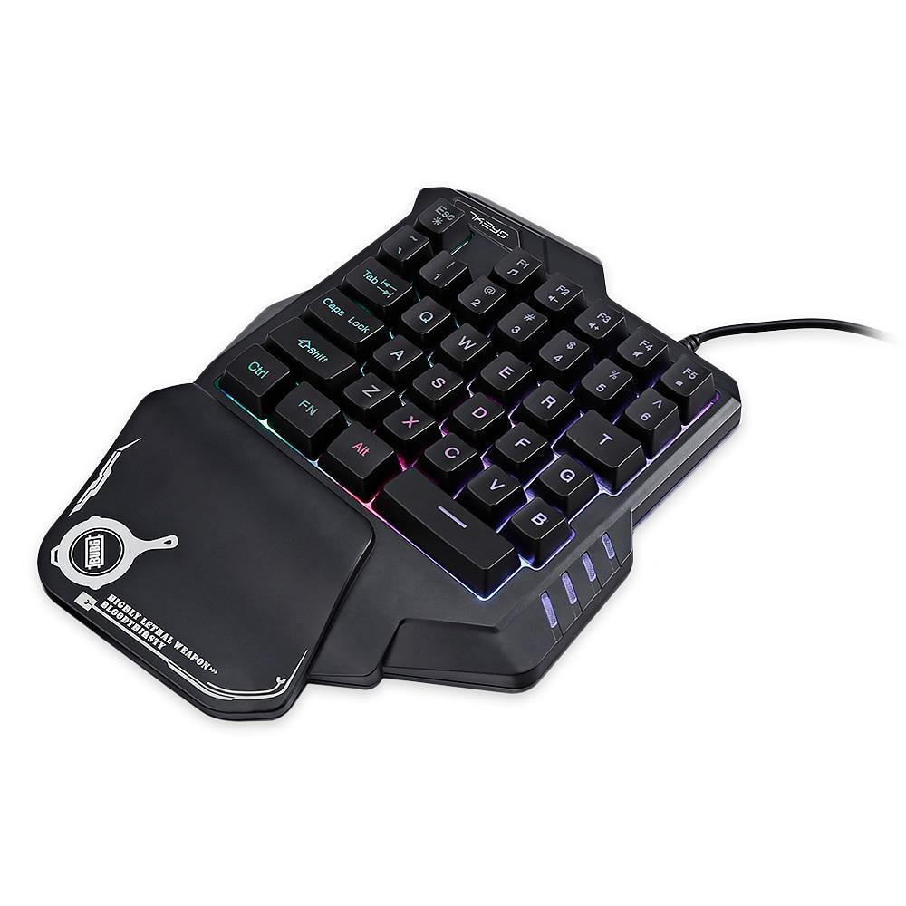 Enhands mekaniskt speltangentbord RGB bakgrundsbelyst bärbar mini-spelknappsats spelkontroll