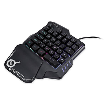 Enhands mekaniskt speltangentbord RGB bakgrundsbelyst bärbar mini-spelknappsats spelkontroll