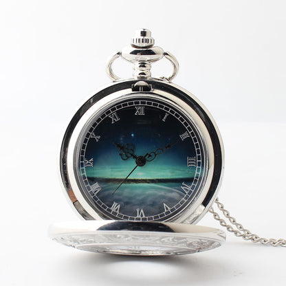 Montre de poche à pendentif à quartz, ciel étoilé, échelle romaine