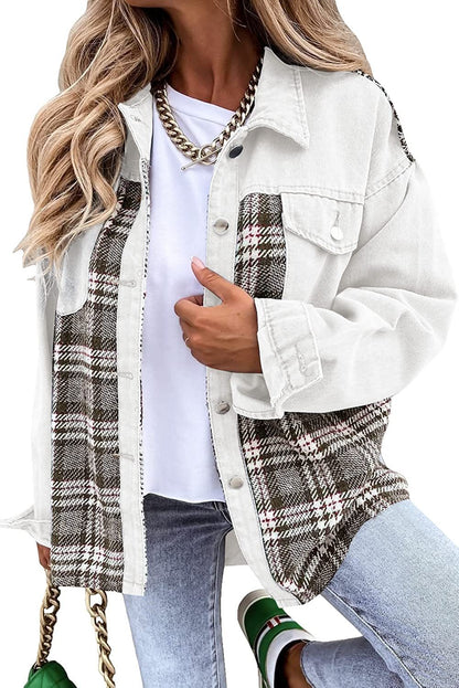 Denim Jacket Long Sleeve Plaid Button Down Shirt