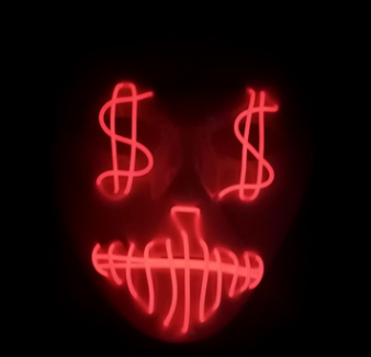 Masque de fête LED en dollars américains