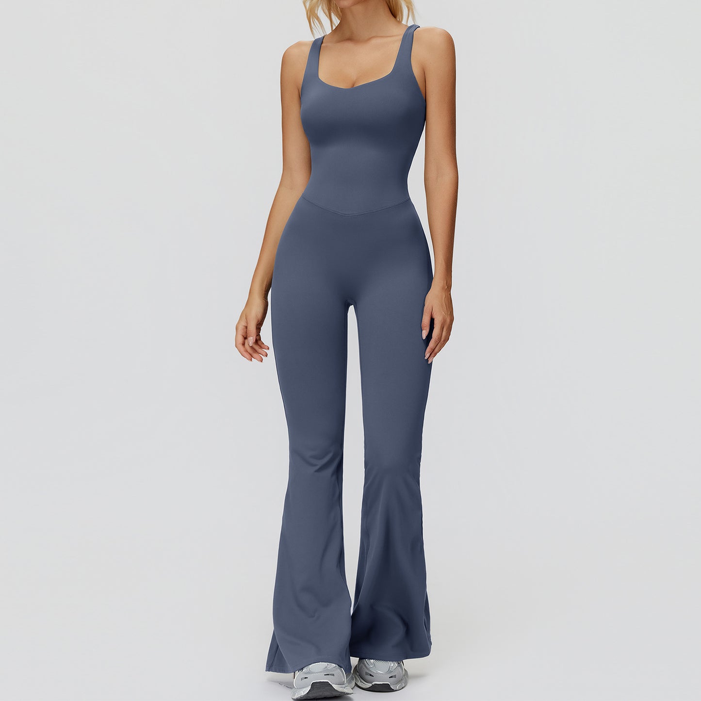 Cross Back Micro-pull Wide-leg Jumpsuit Running Sports Workout Clothes For Women