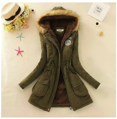 Thick Winter Jacket Women Large Size Long Section Hooded parka outerwear new fashion fur collar Slim padded cotton warm coat