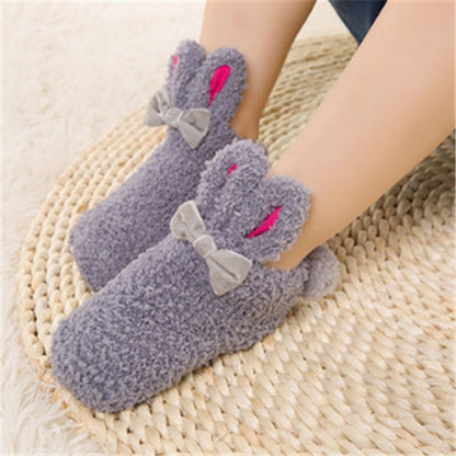 Winter Coral Fleece Baby Girls Socks Newborn Soft Cute Rabbit Baby Socks