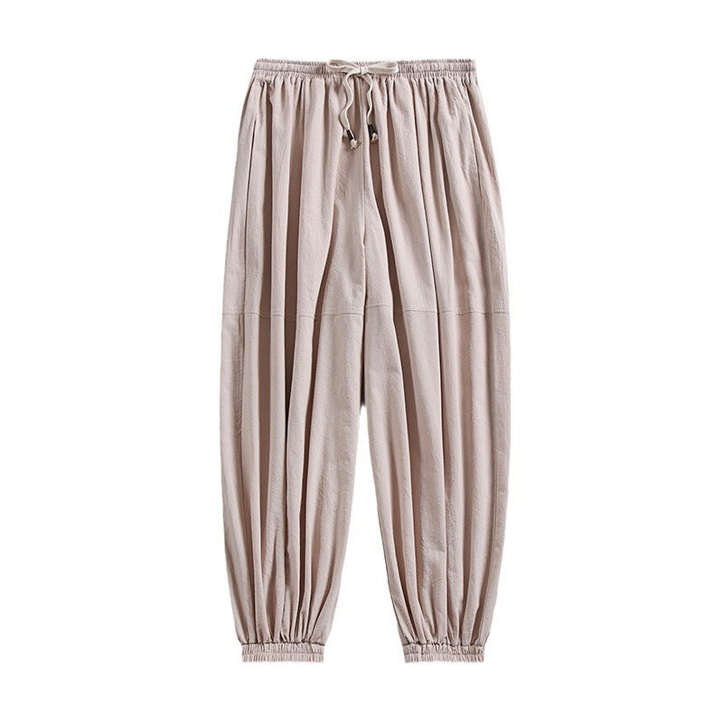 Ankle Banded Slacks Thin Breathable Cotton And Linen