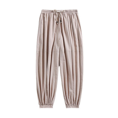Ankle Banded Slacks Thin Breathable Cotton And Linen
