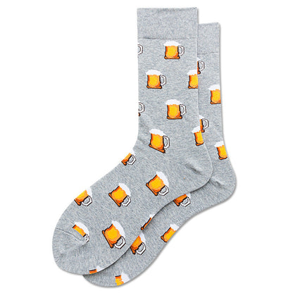 Chaussettes d’animaux en forme de diamant pour hommes, chaussettes en coton aux fruits