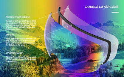 New double-layer anti-fog ski goggles, mountaineering ski goggles, men's and women's snow glasses card myopia