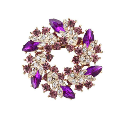 Broche en cristal, broche bauhinia incrustée de diamants, broche