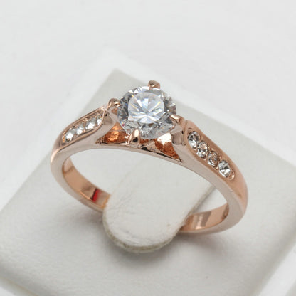 Classique étranger chaud décoré à la main coréen minimaliste fiançailles bague plaquée or rose Nvjie haute qualité zircon en gros