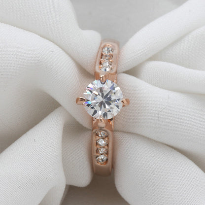 Classique étranger chaud décoré à la main coréen minimaliste fiançailles bague plaquée or rose Nvjie haute qualité zircon en gros