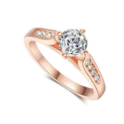 Classique étranger chaud décoré à la main coréen minimaliste fiançailles bague plaquée or rose Nvjie haute qualité zircon en gros