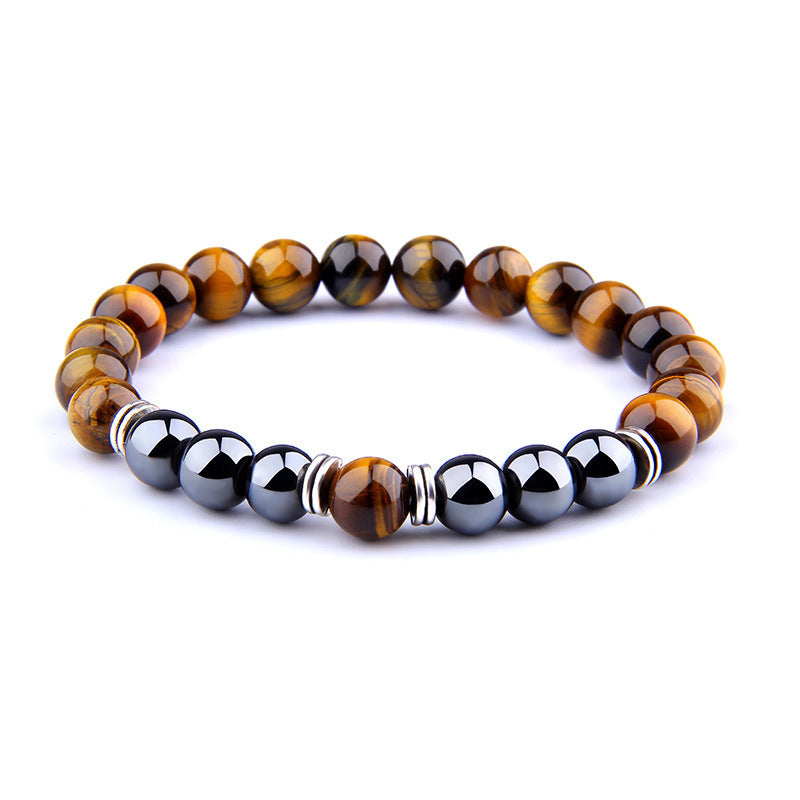 Explosion Style Yellow Tiger Eye Armband Fashion Simple Obsidian legering Separator Elastisk armband