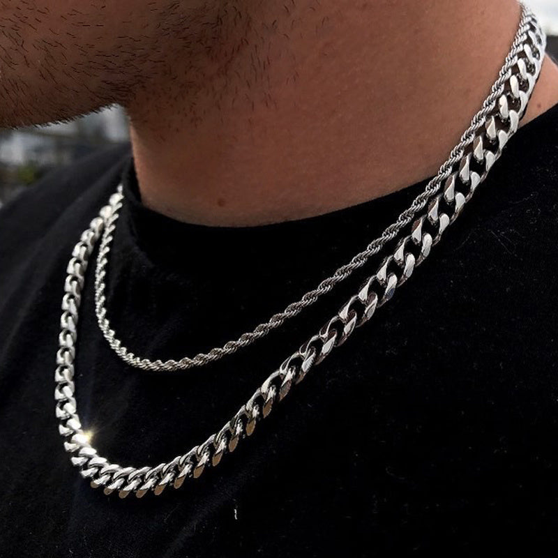 Collier pour hommes, chaîne en corde cubique, mode tempérament