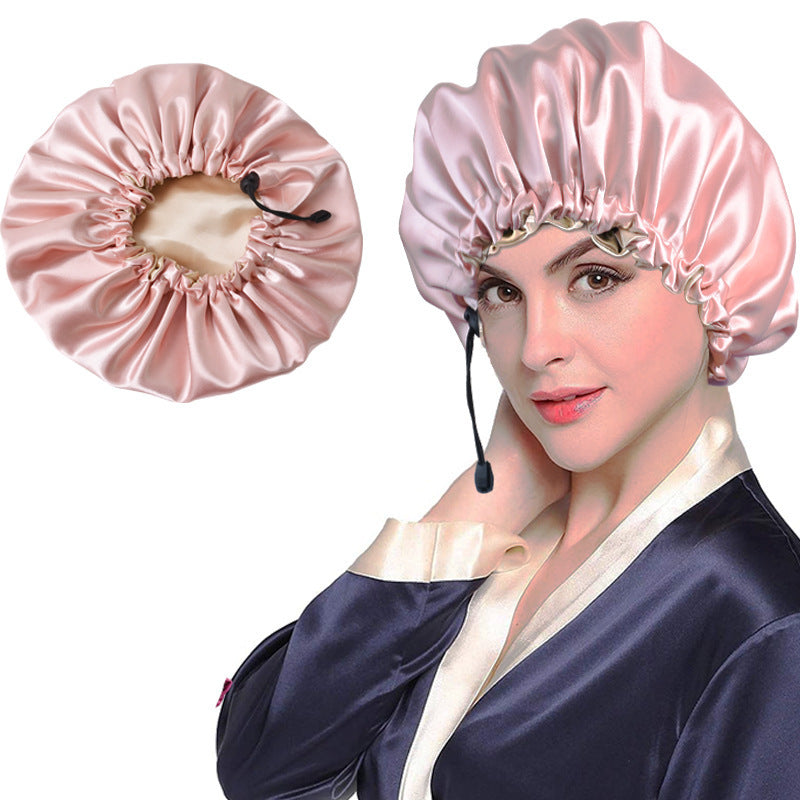 Shower Cap Soft Silk Dual-use Bath Cap Chemotherapy Cap