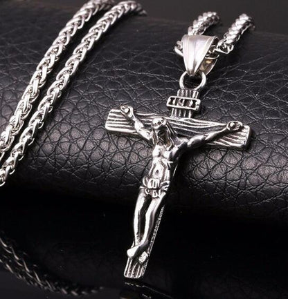 Cross Necklace For Men With Flower Basket 60cm Keel Chain