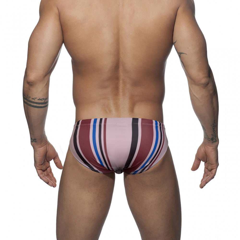Mens Low-rise Sexy Striped Bikini Briefs With A Triangular Cup Design