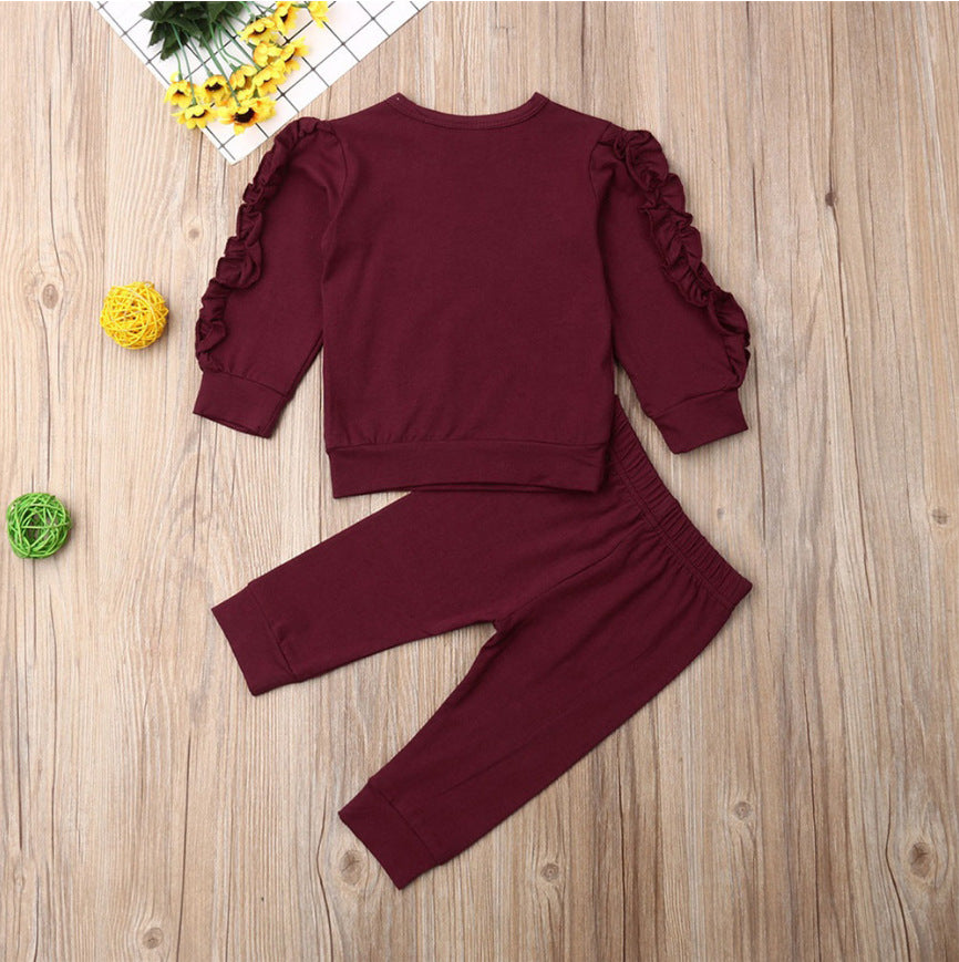 Nouveau-né bébé garçons filles volants pull solide à manches longues sweat hauts pantalons infantile enfants 2 pièces tenues vêtements ensemble vêtements d'automne