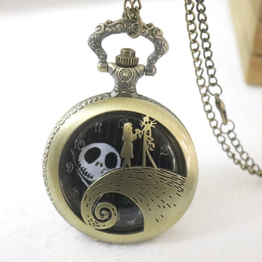 Retro flip quartz pocket watch