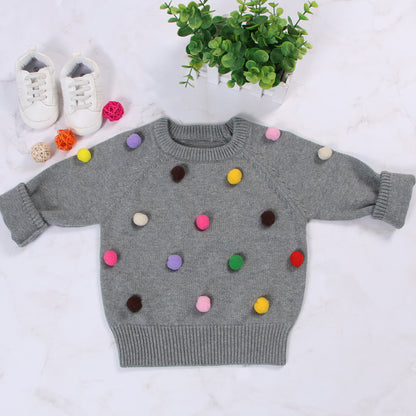 Cardigan flickor vinter Kids tröja bollar Design Baby stickade Cardigans Casual Toddler Pojkar Sweater Woolen Fleece Tjeja Tröjar