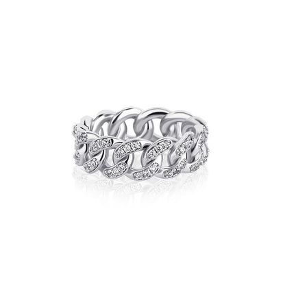 Cuban Chain Ring Inset Zircon Plating Hip Hop Rings For Men And Women