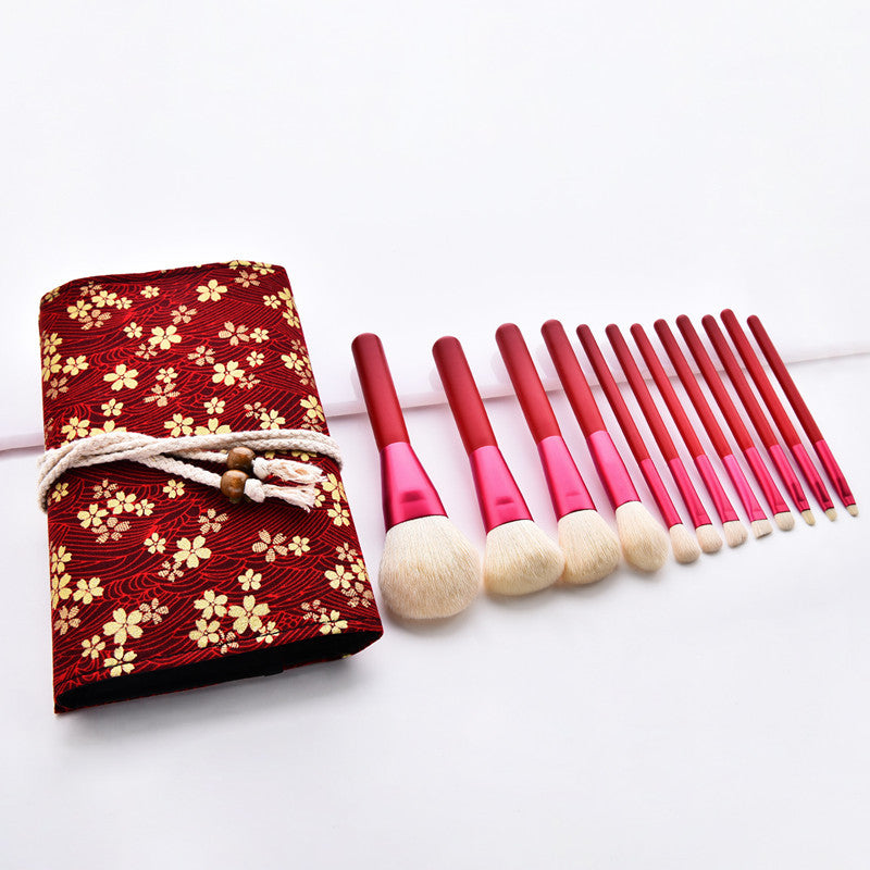 12pcs  red makeup brushes